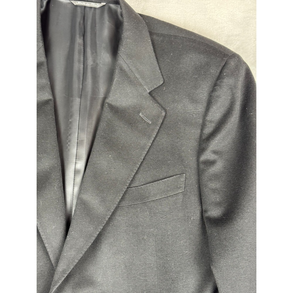 Canali Suit Jacket Mens 46L Long Black Virgin Wool Italy Blazer Blue Label - Picture 6 of 16